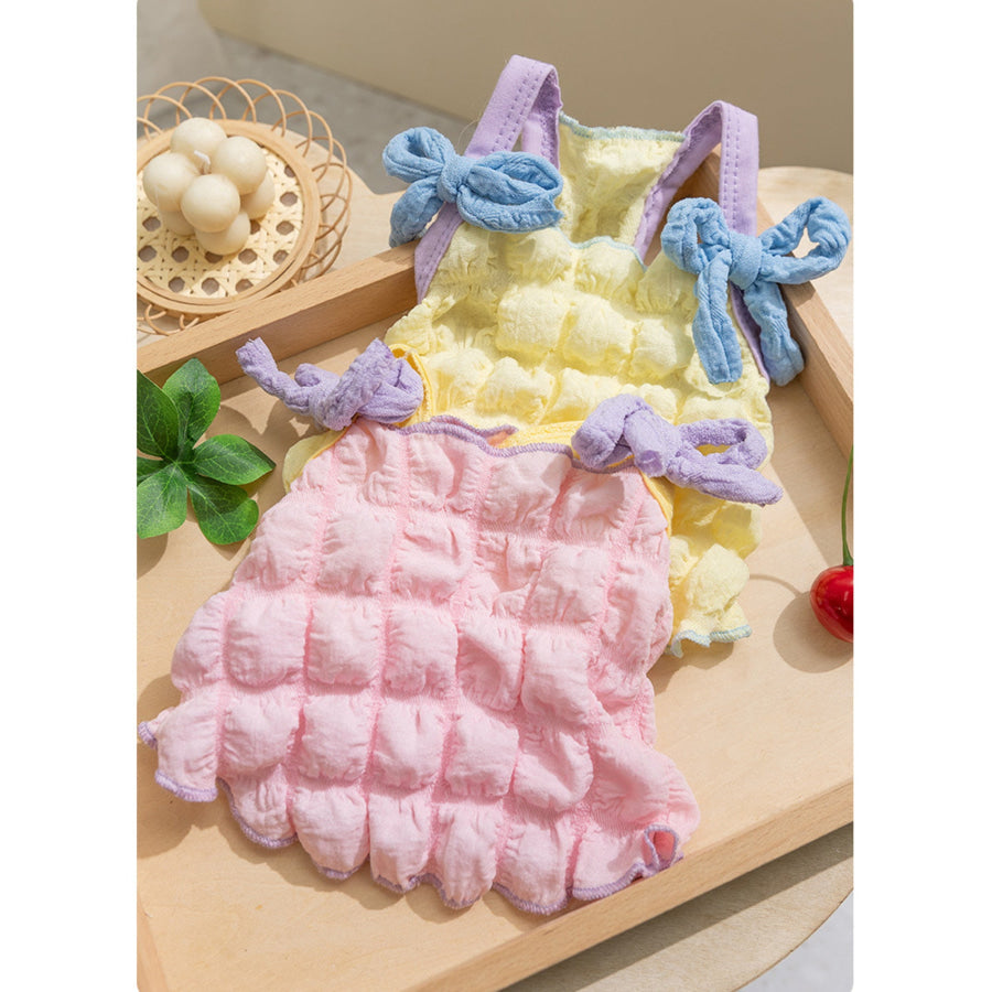 Bubble Textured Tie Shoulder Pet Top Apparel and Accessories