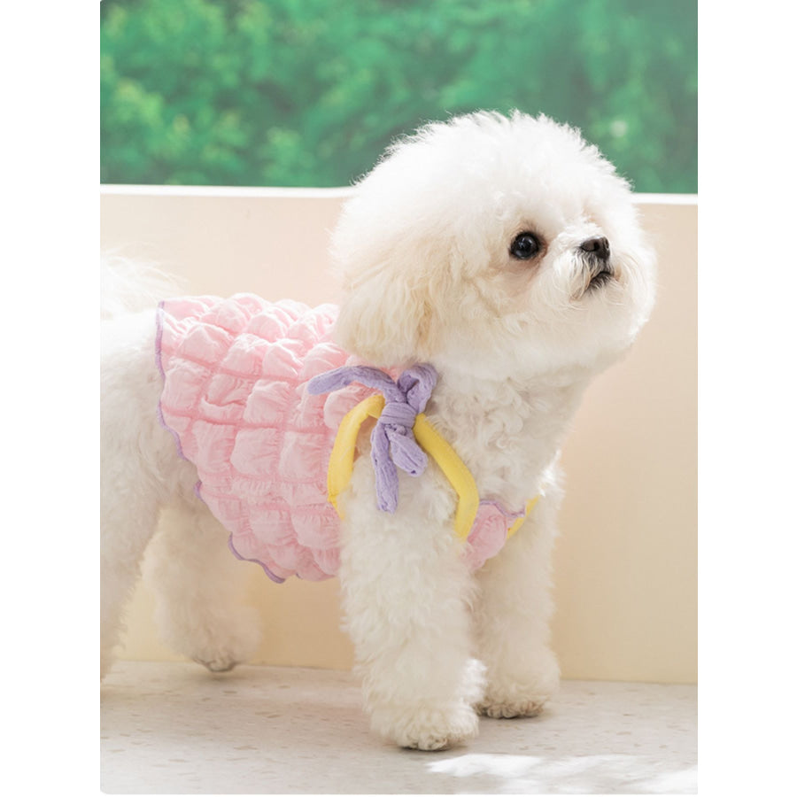 Bubble Textured Tie Shoulder Pet Top Apparel and Accessories