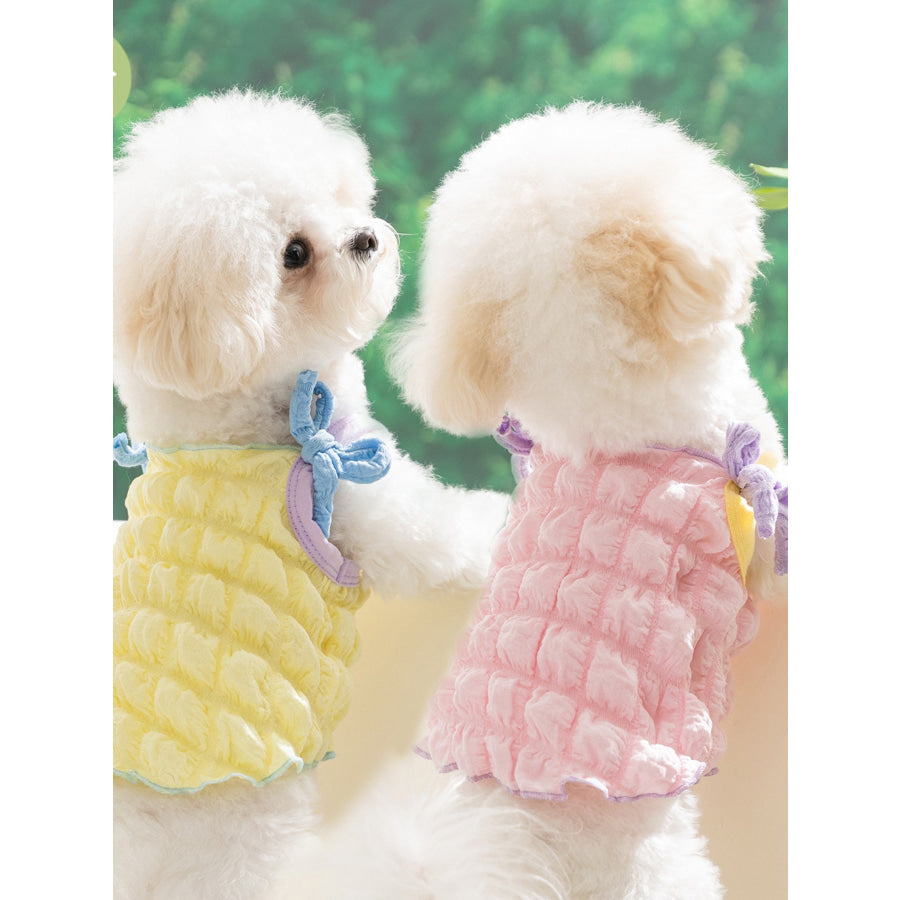 Bubble Textured Tie Shoulder Pet Top Pink / XS Apparel and Accessories