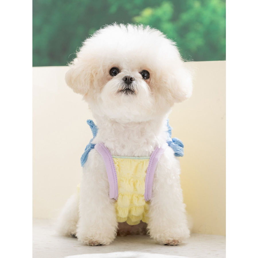 Bubble Textured Tie Shoulder Pet Top Yellow / XS Apparel and Accessories