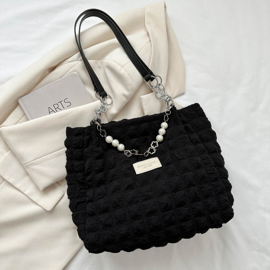 Bubble Textured Tote Bag Black / One Size Apparel and Accessories