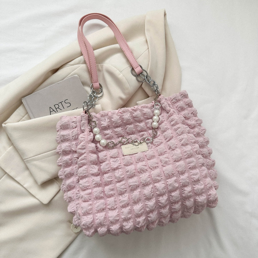 Bubble Textured Tote Bag Blush Pink / One Size Apparel and Accessories