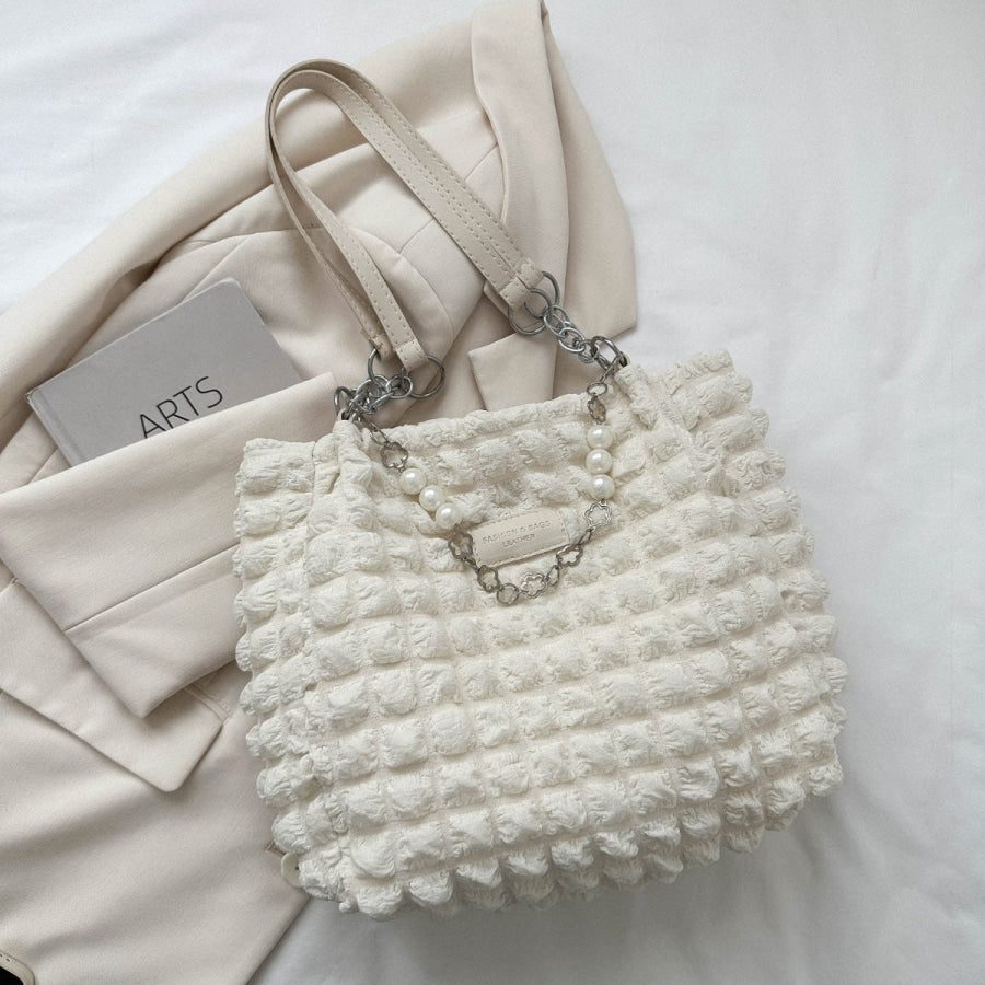 Bubble Textured Tote Bag Ivory / One Size Apparel and Accessories