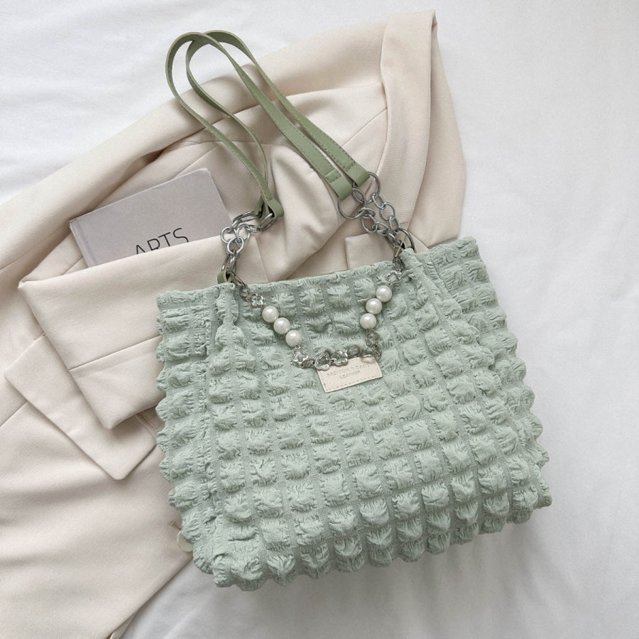 Bubble Textured Tote Bag Light Green / One Size Apparel and Accessories