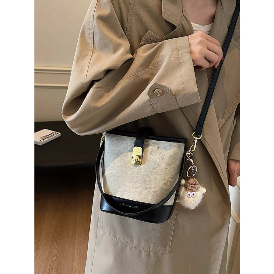 Bucket Crossbody Bag White With Black / One Size Apparel and Accessories