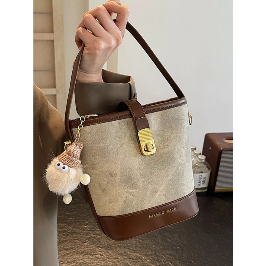 Bucket Crossbody Bag White With Brown / One Size Apparel and Accessories