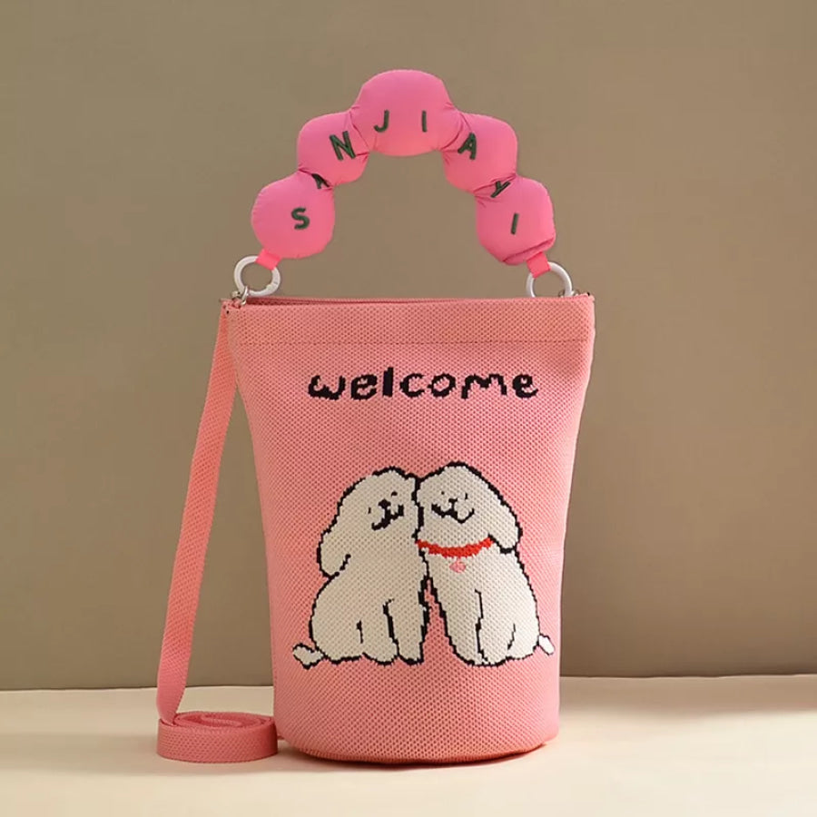 Bucket Crossbody Bag with Beaded Handle Style C / onesize Apparel and Accessories
