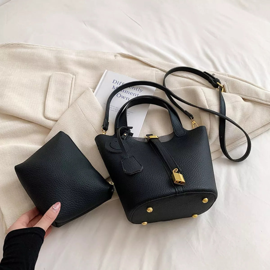Bucket Crossbody Bag with Lock Detail Apparel and Accessories