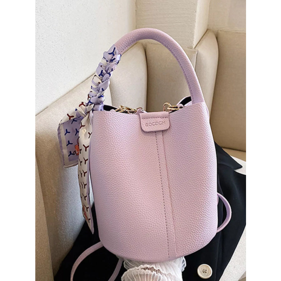 Bucket Crossbody Bag with Scarf Accent Apparel and Accessories