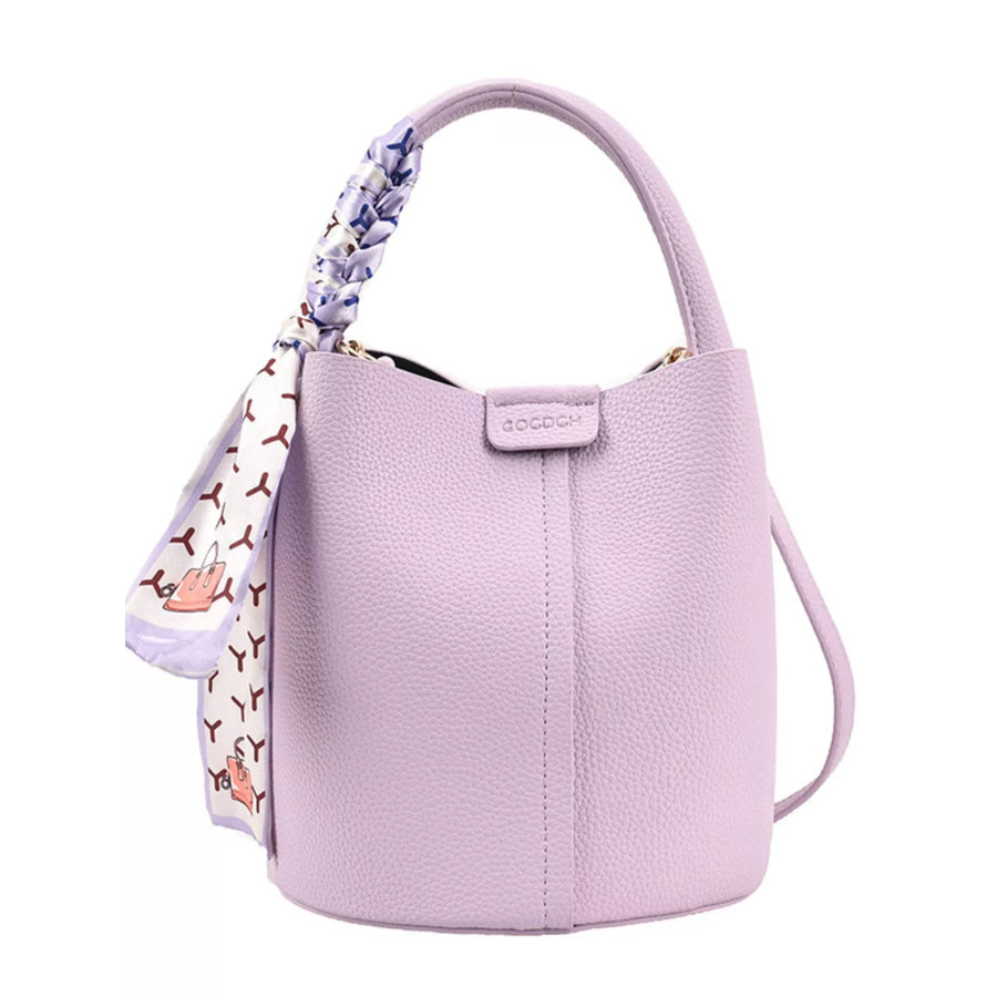 Bucket Crossbody Bag with Scarf Accent Apparel and Accessories