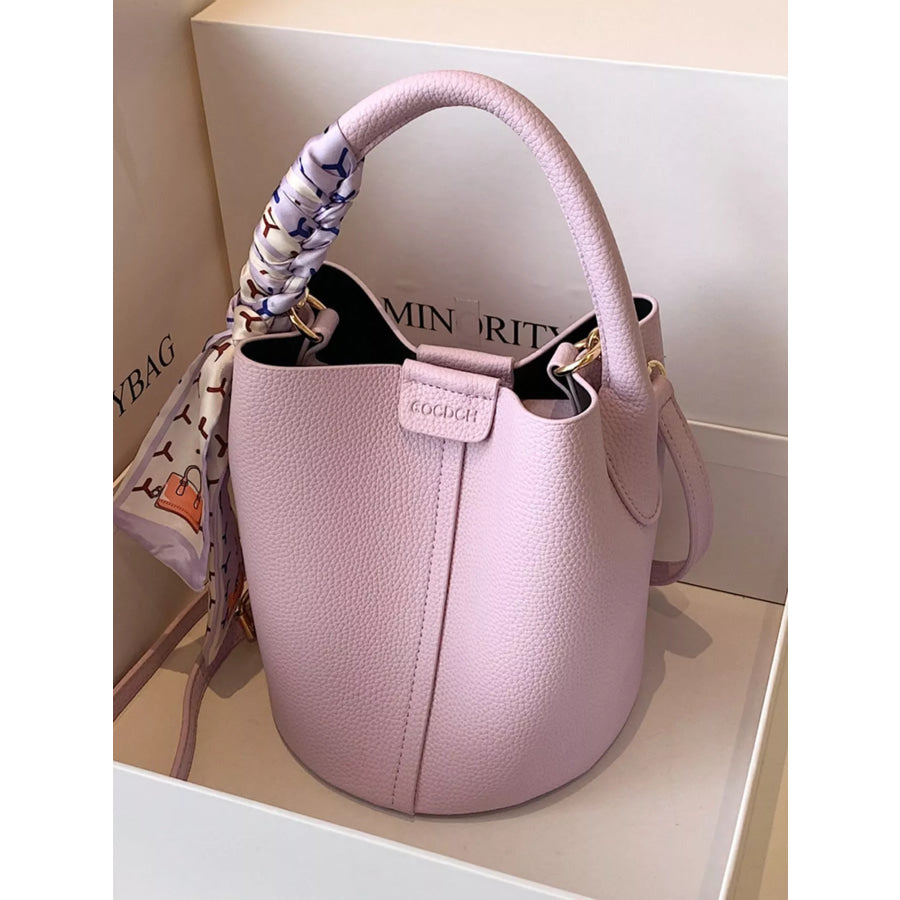 Bucket Crossbody Bag with Scarf Accent Apparel and Accessories