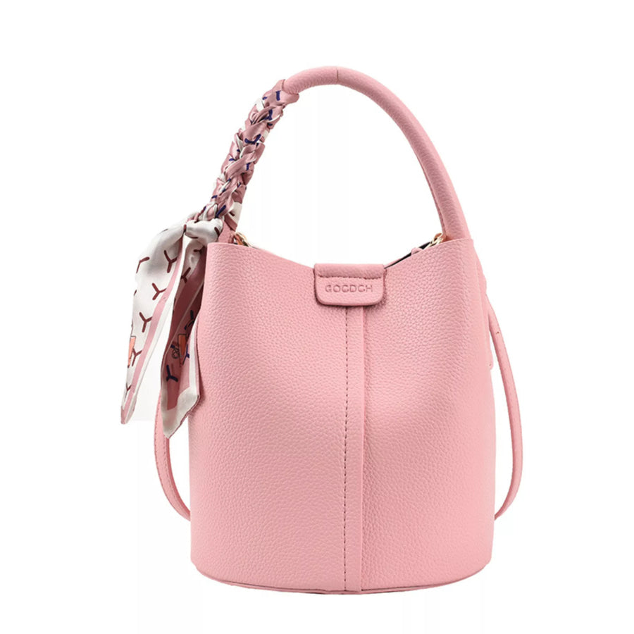 Bucket Crossbody Bag with Scarf Accent Apparel and Accessories
