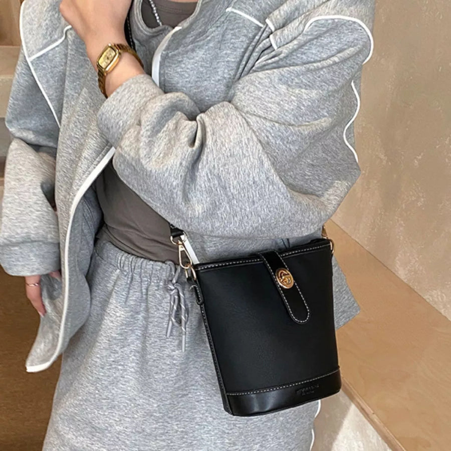 Bucket Leather Crossbody Bag Black / onesize Apparel and Accessories