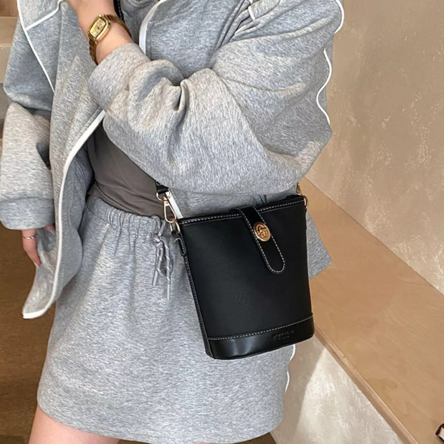 Bucket Leather Crossbody Bag Black / onesize Apparel and Accessories