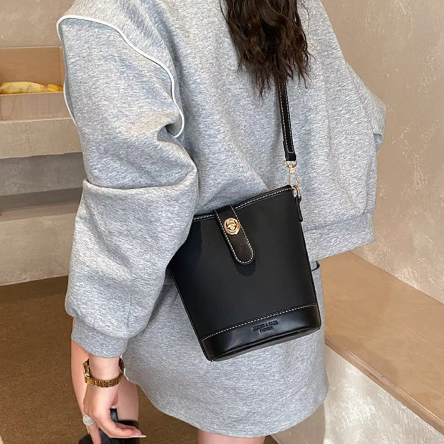 Bucket Leather Crossbody Bag Black / onesize Apparel and Accessories