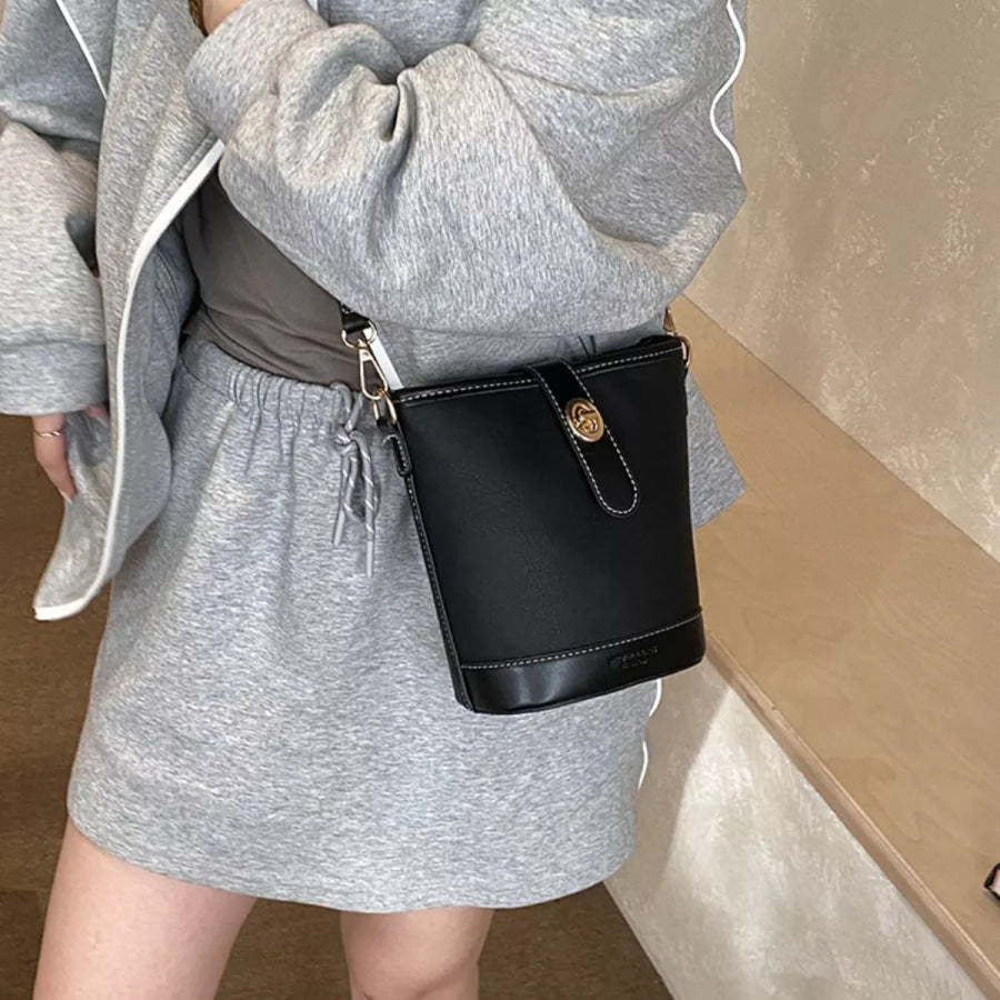 Bucket Leather Crossbody Bag Black / onesize Apparel and Accessories