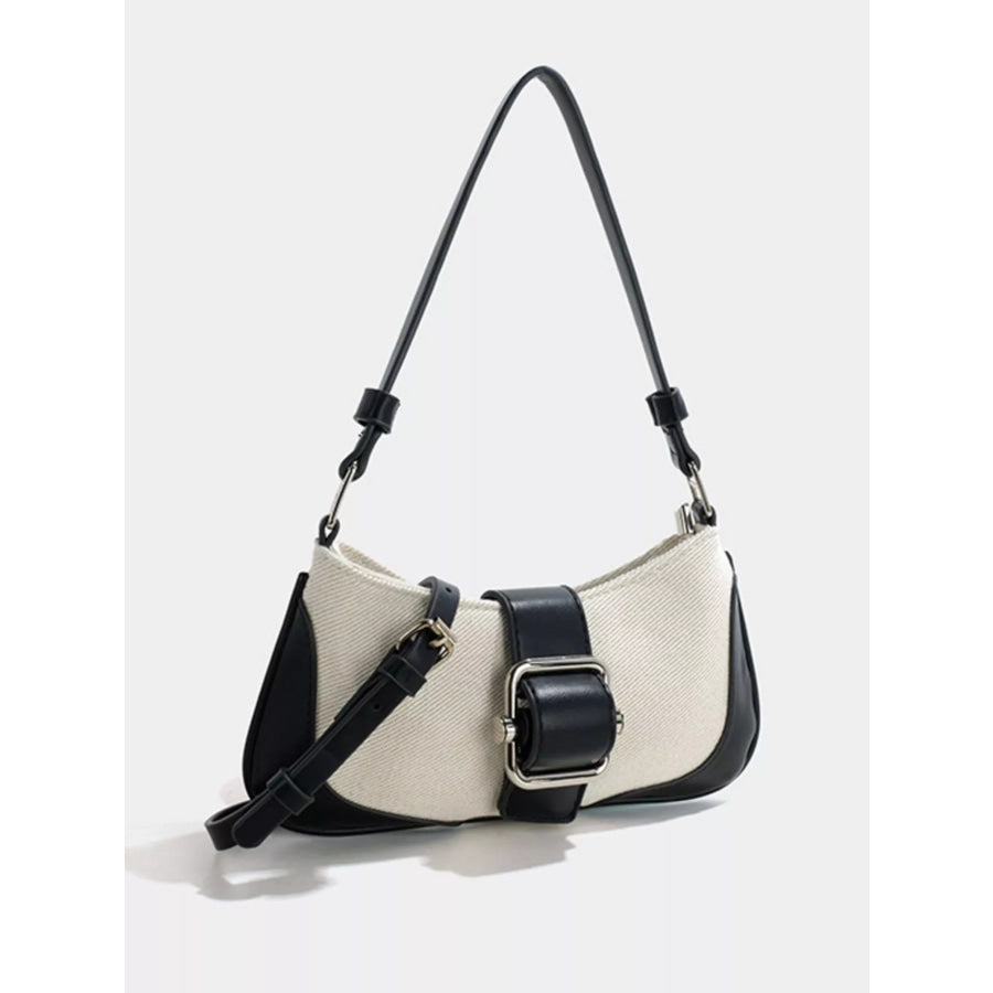 Buckle Accent Shoulder Bag Black / One Size Apparel and Accessories