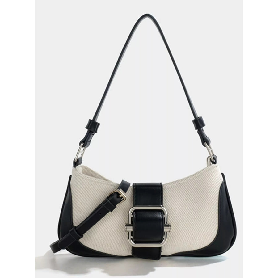 Buckle Accent Shoulder Bag Black / One Size Apparel and Accessories