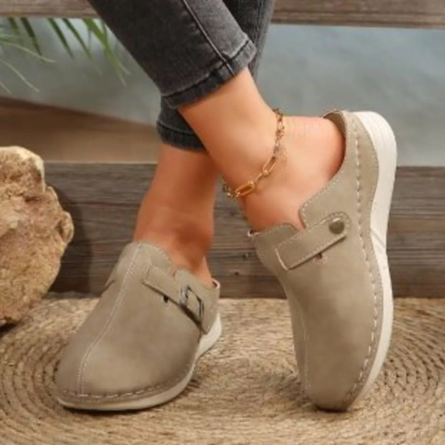 Buckle Accent Slip-Ons Apparel and Accessories