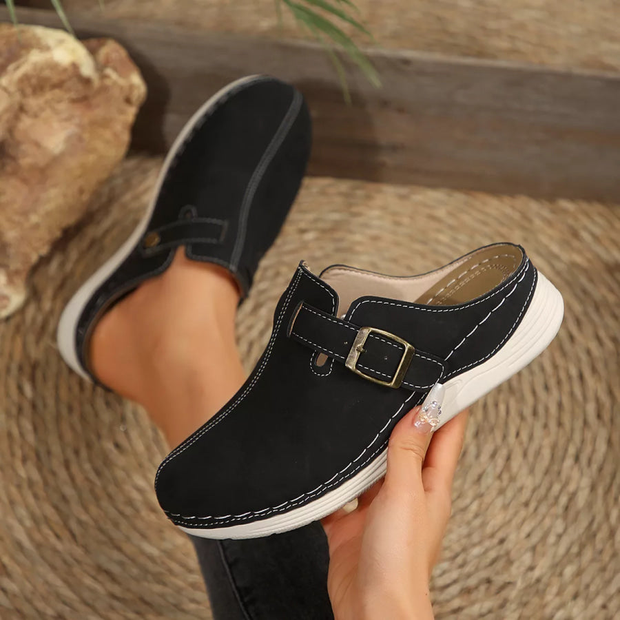 Buckle Accent Slip-Ons Apparel and Accessories