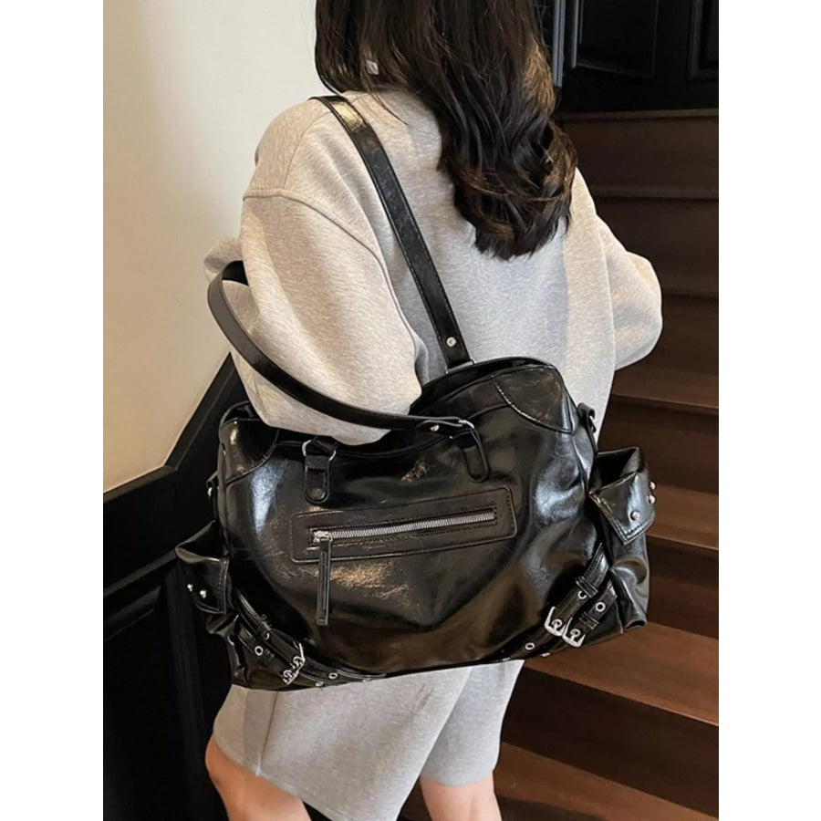 Buckle Accents Shoulder Bag Apparel and Accessories