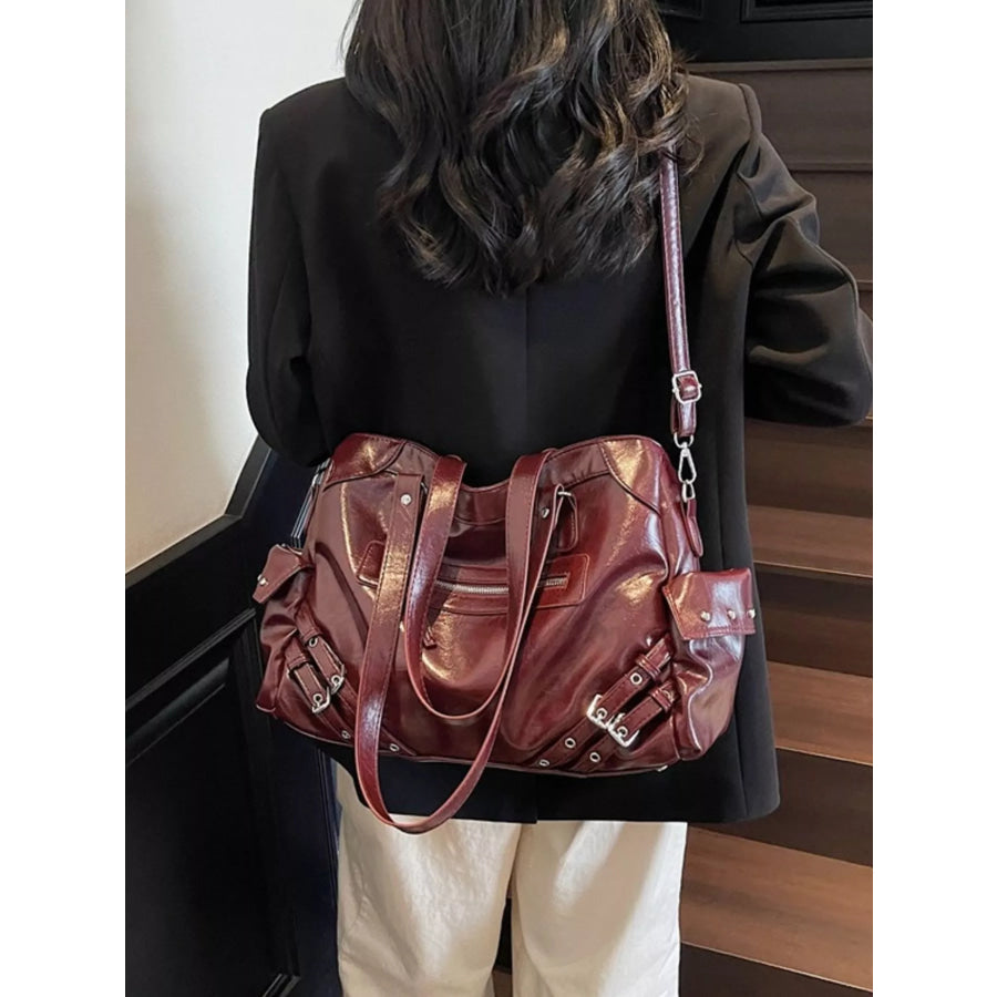 Buckle Accents Shoulder Bag Apparel and Accessories