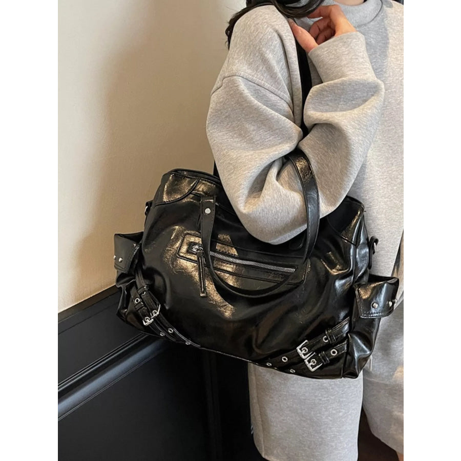 Buckle Accents Shoulder Bag Apparel and Accessories