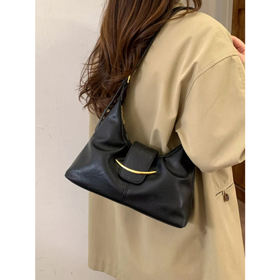 Buckle Adjustable Strap Crossbody Bag Black / One Size Apparel and Accessories