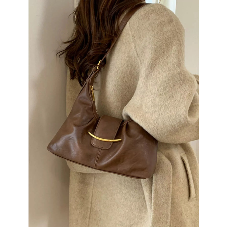 Buckle Adjustable Strap Crossbody Bag Brown / One Size Apparel and Accessories