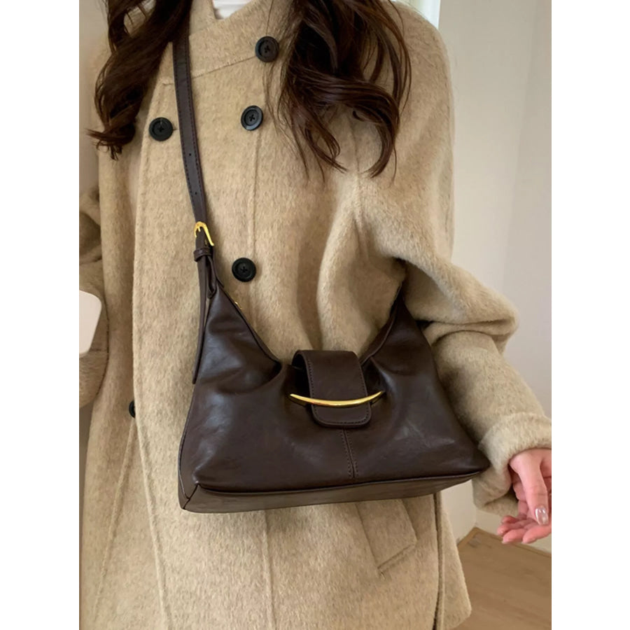 Buckle Adjustable Strap Crossbody Bag Coffee Brown / One Size Apparel and Accessories