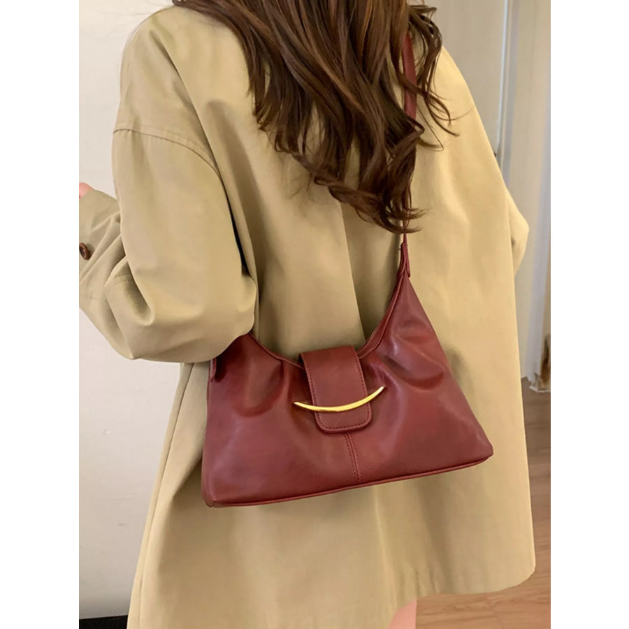 Buckle Adjustable Strap Crossbody Bag Red / One Size Apparel and Accessories