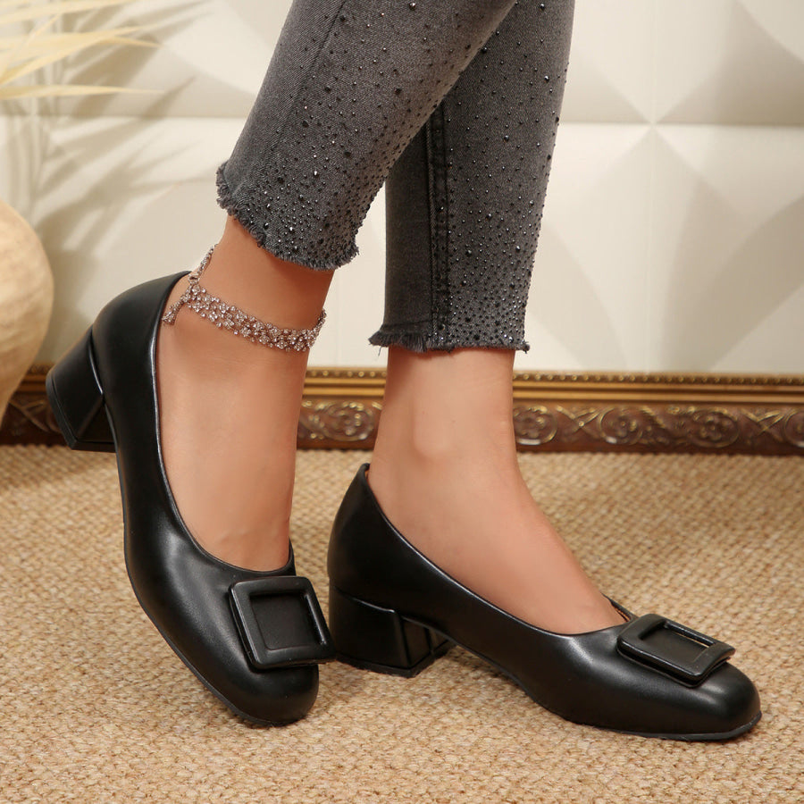 Buckle Block Heel Pumps Apparel and Accessories