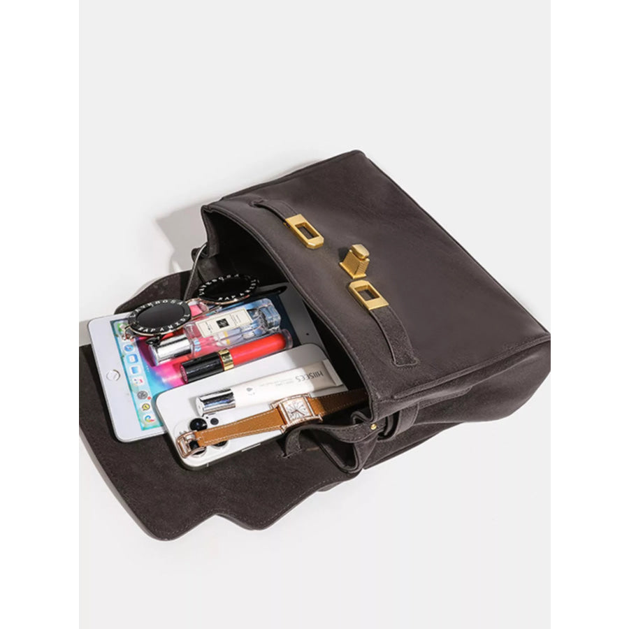 Buckle Closure Shoulder Bag Coffee / One Size Apparel and Accessories