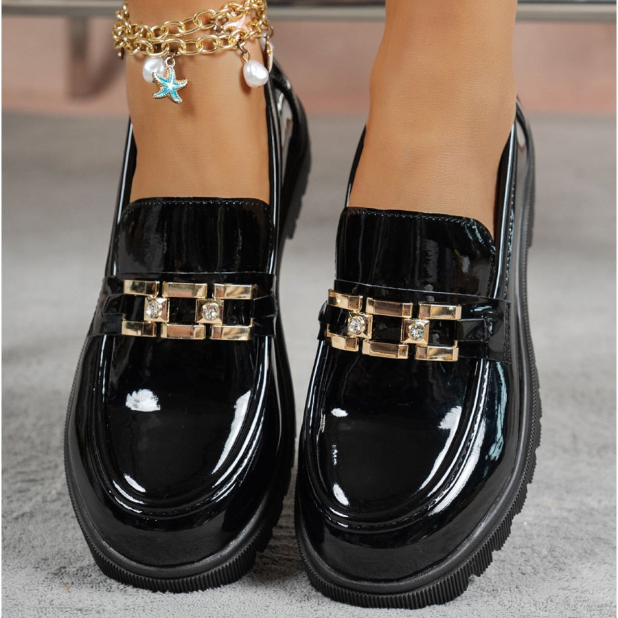 Buckle Decor Chunky Loafers Apparel and Accessories