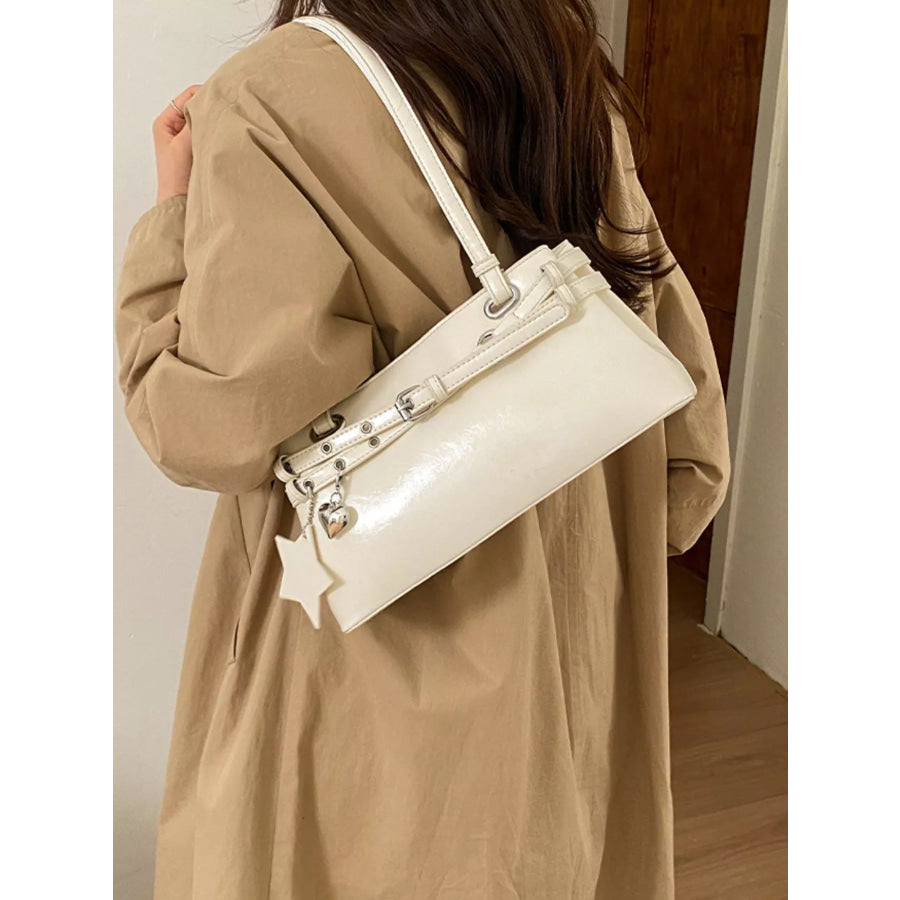Buckle Decor Shoulder Bag White / onesize Apparel and Accessories
