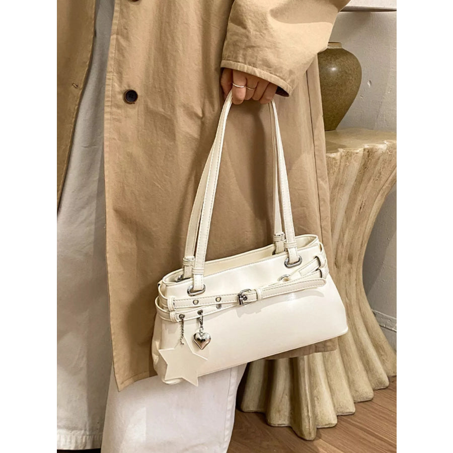 Buckle Decor Shoulder Bag White / onesize Apparel and Accessories