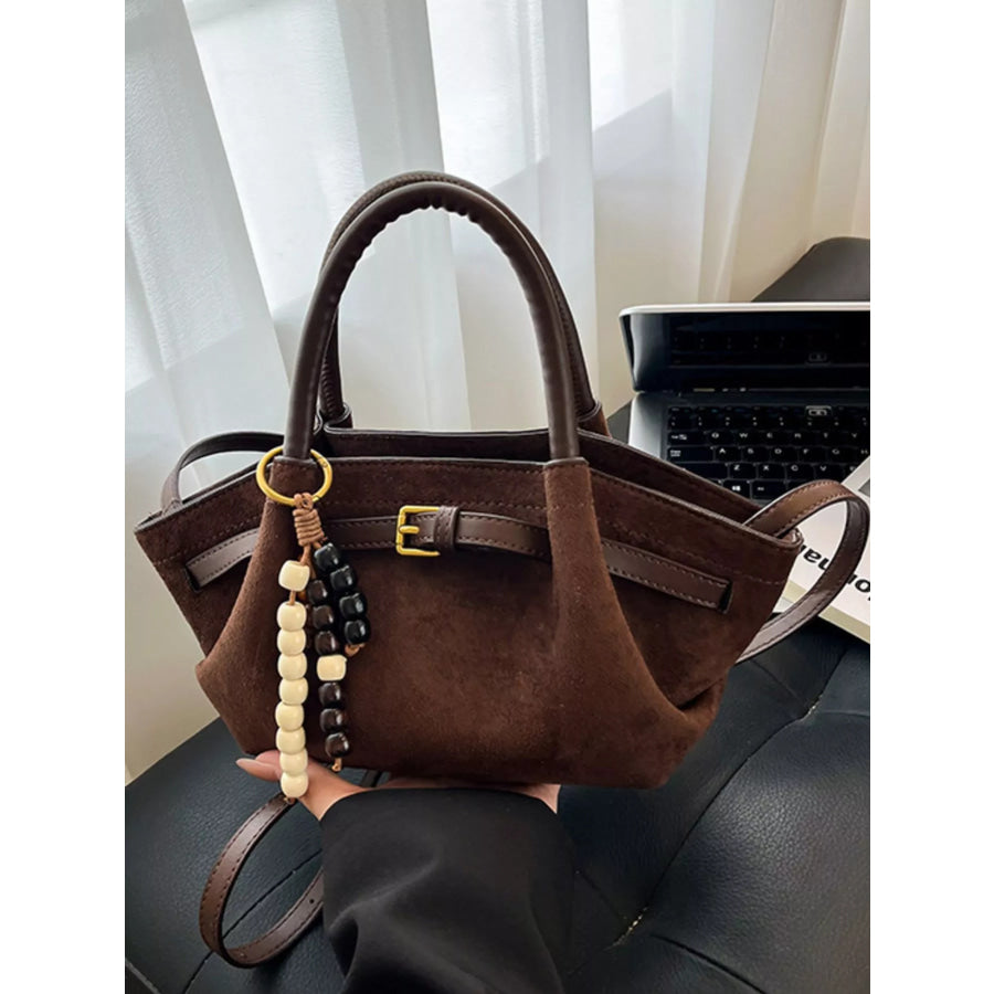 Buckle Decor Tote Bag Brown / One Size Apparel and Accessories