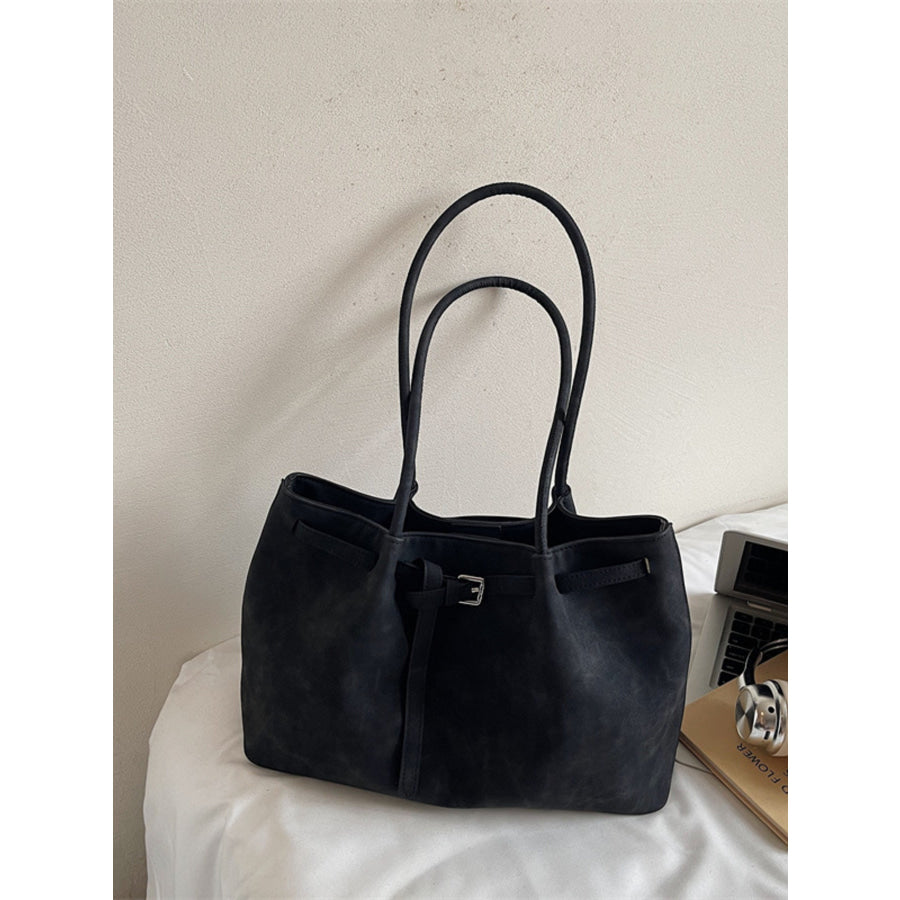 Buckle Detail Shoulder Bag Black / One Size Apparel and Accessories