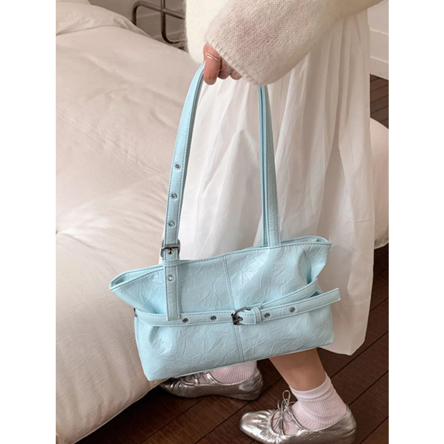 Buckle Detail Shoulder Bag Blue / onesize Apparel and Accessories