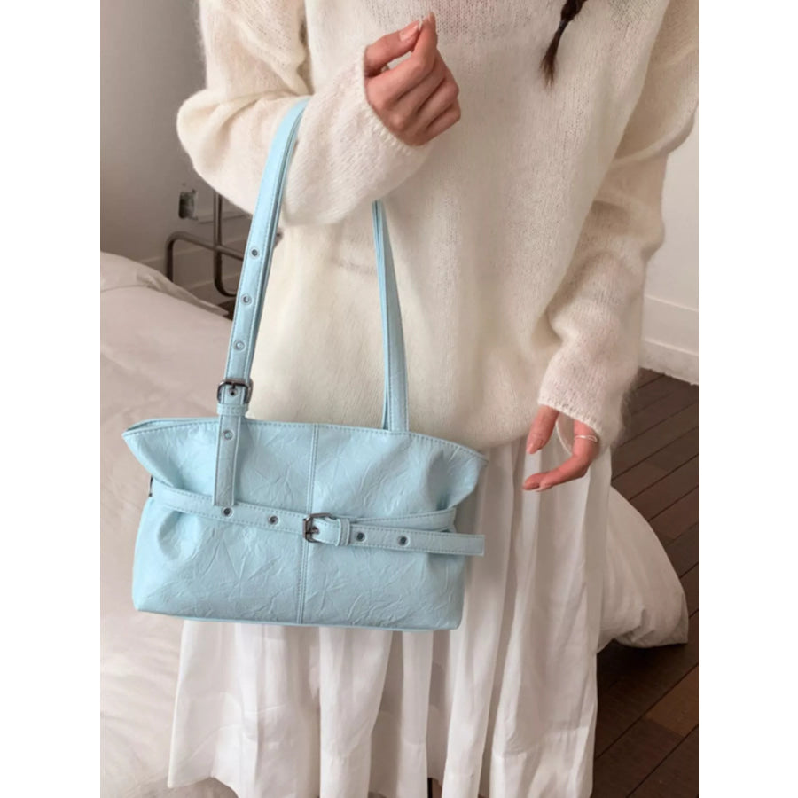 Buckle Detail Shoulder Bag Blue / onesize Apparel and Accessories