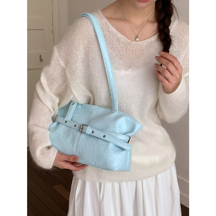 Buckle Detail Shoulder Bag Blue / onesize Apparel and Accessories