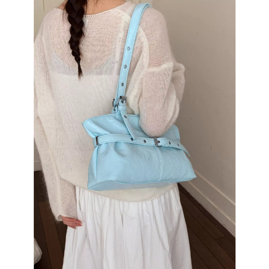 Buckle Detail Shoulder Bag Blue / onesize Apparel and Accessories