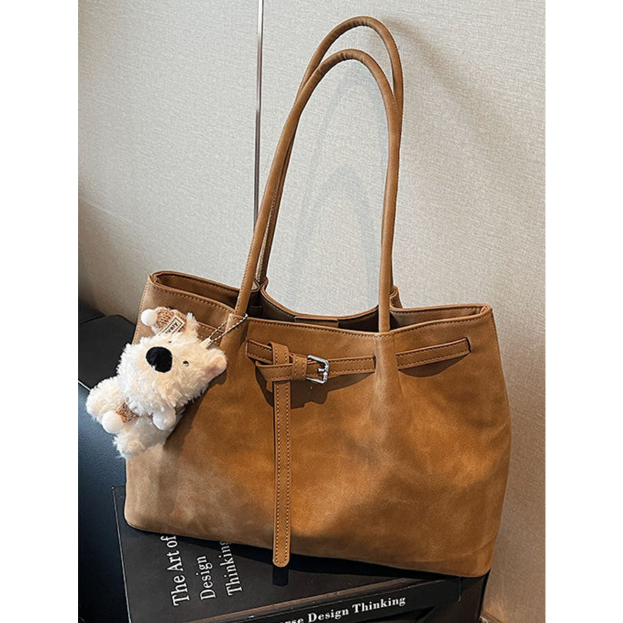 Buckle Detail Shoulder Bag Brown / One Size Apparel and Accessories