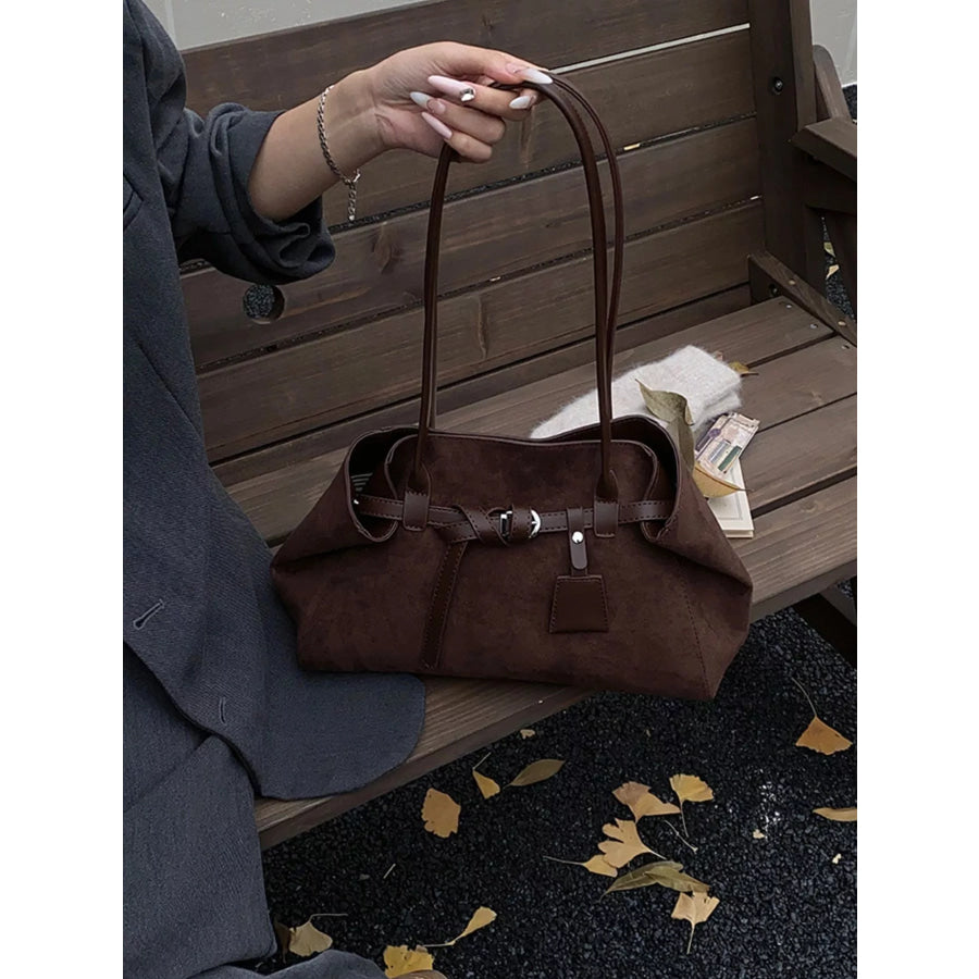 Buckle Detail Shoulder Bag Coffee Brown / onesize Apparel and Accessories