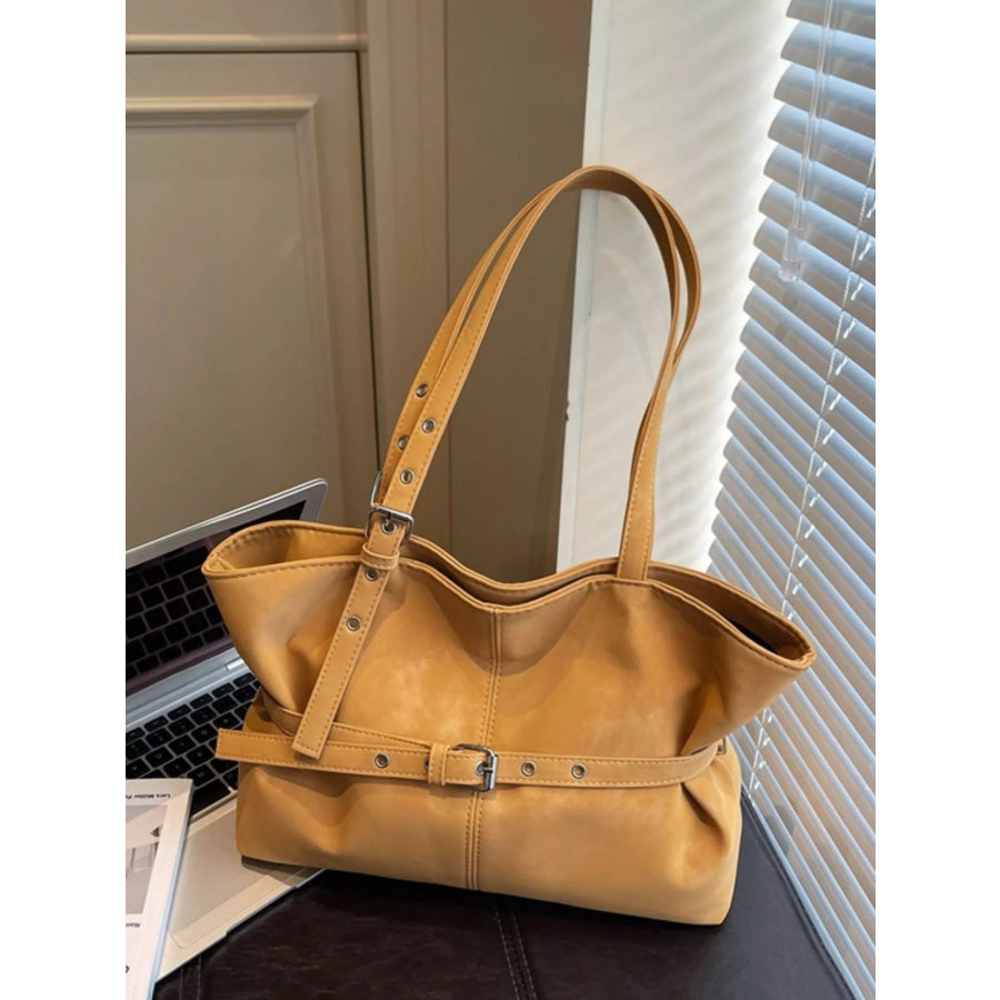 Buckle Detail Shoulder Bag Tan / onesize Apparel and Accessories