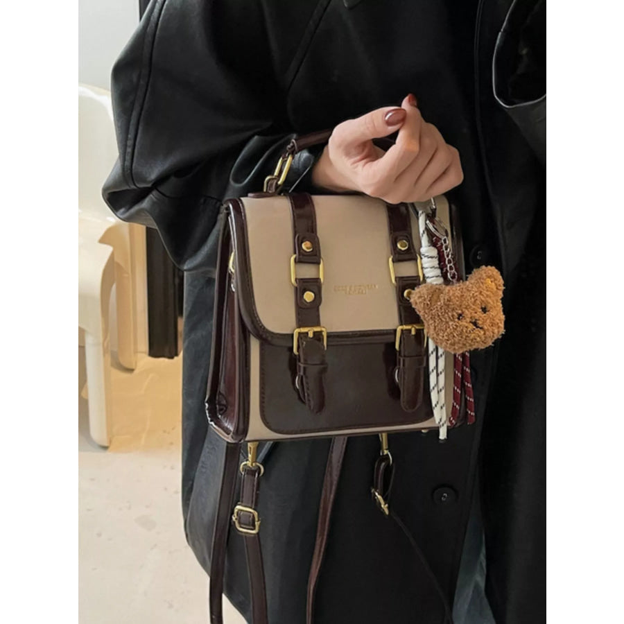 Buckle Flap Backpack Bag Caramel / One Size Apparel and Accessories