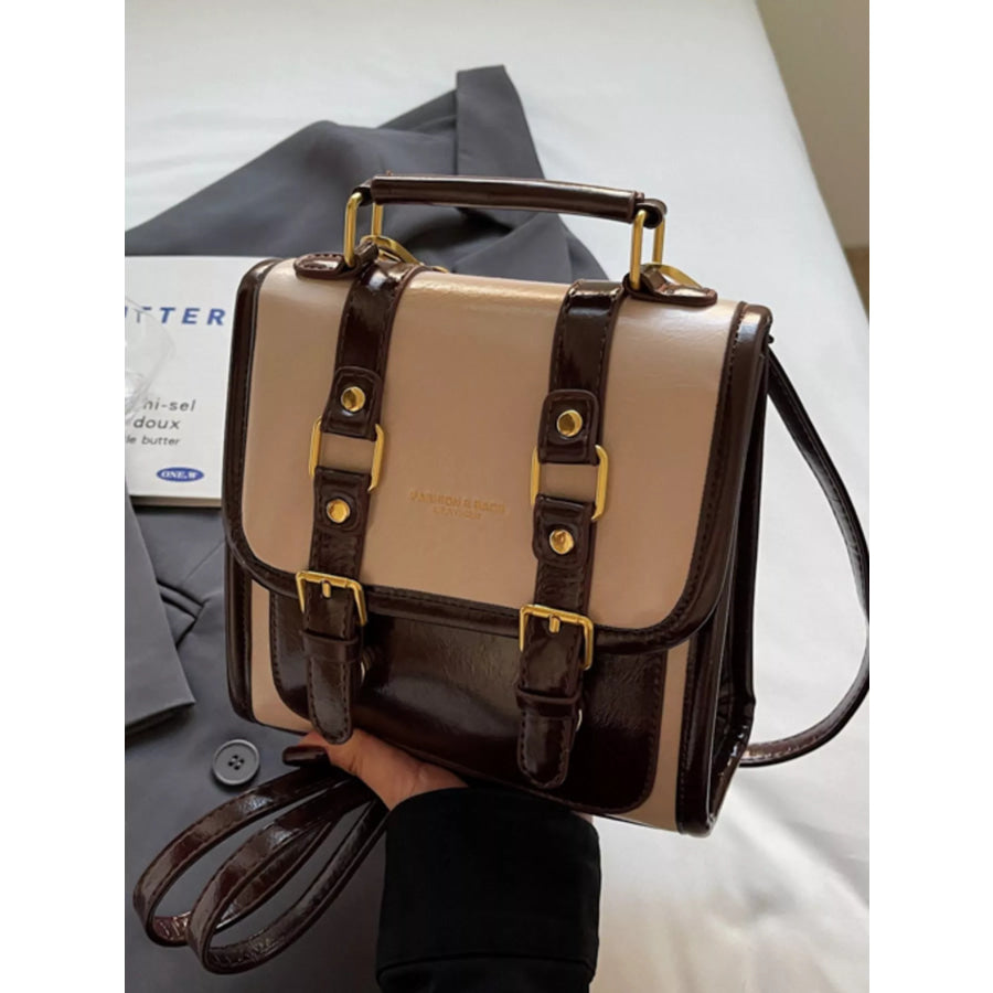 Buckle Flap Backpack Bag Caramel / One Size Apparel and Accessories