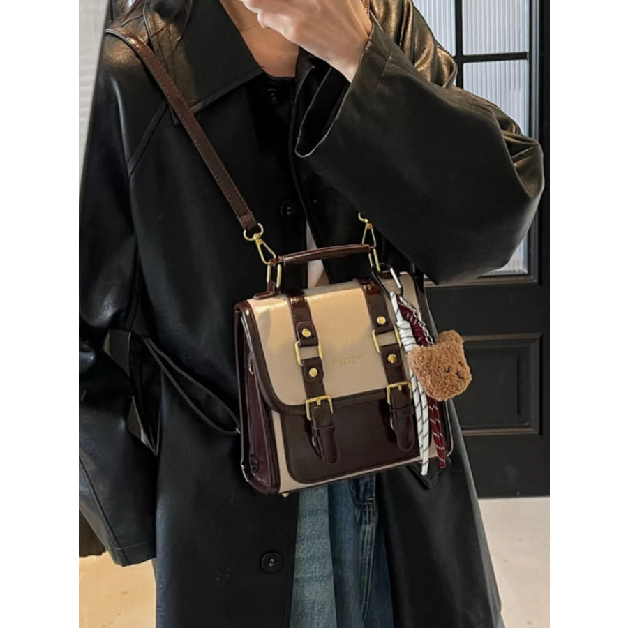 Buckle Flap Backpack Bag Caramel / One Size Apparel and Accessories