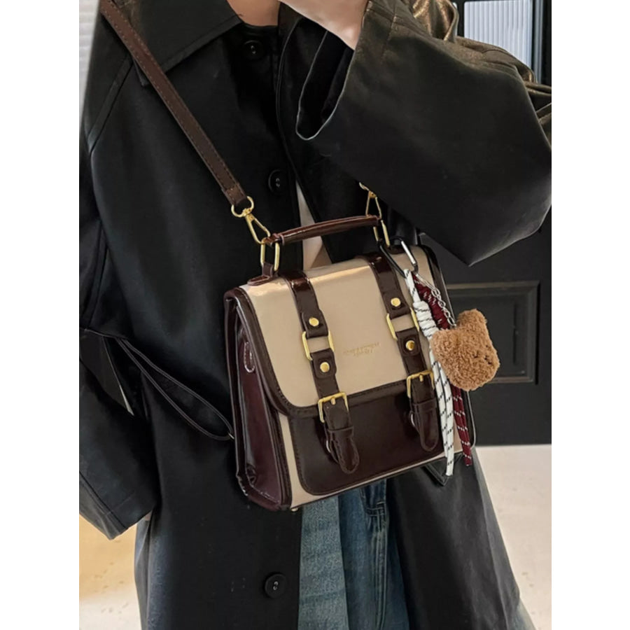 Buckle Flap Backpack Bag Caramel / One Size Apparel and Accessories