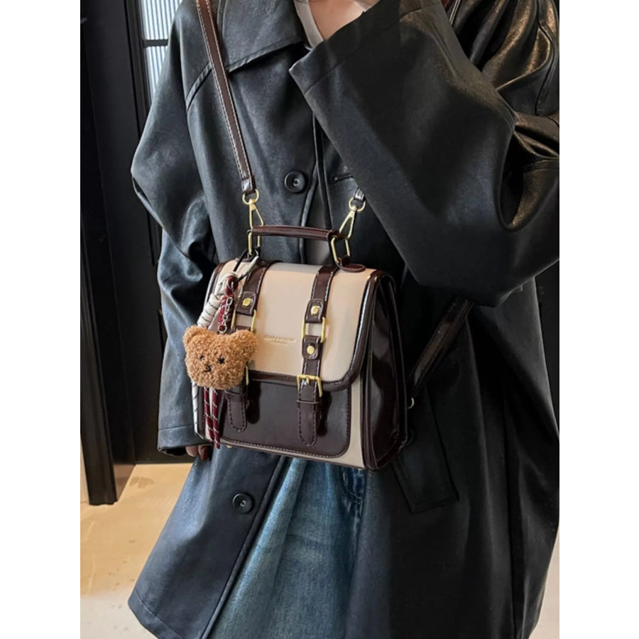 Buckle Flap Backpack Bag Caramel / One Size Apparel and Accessories